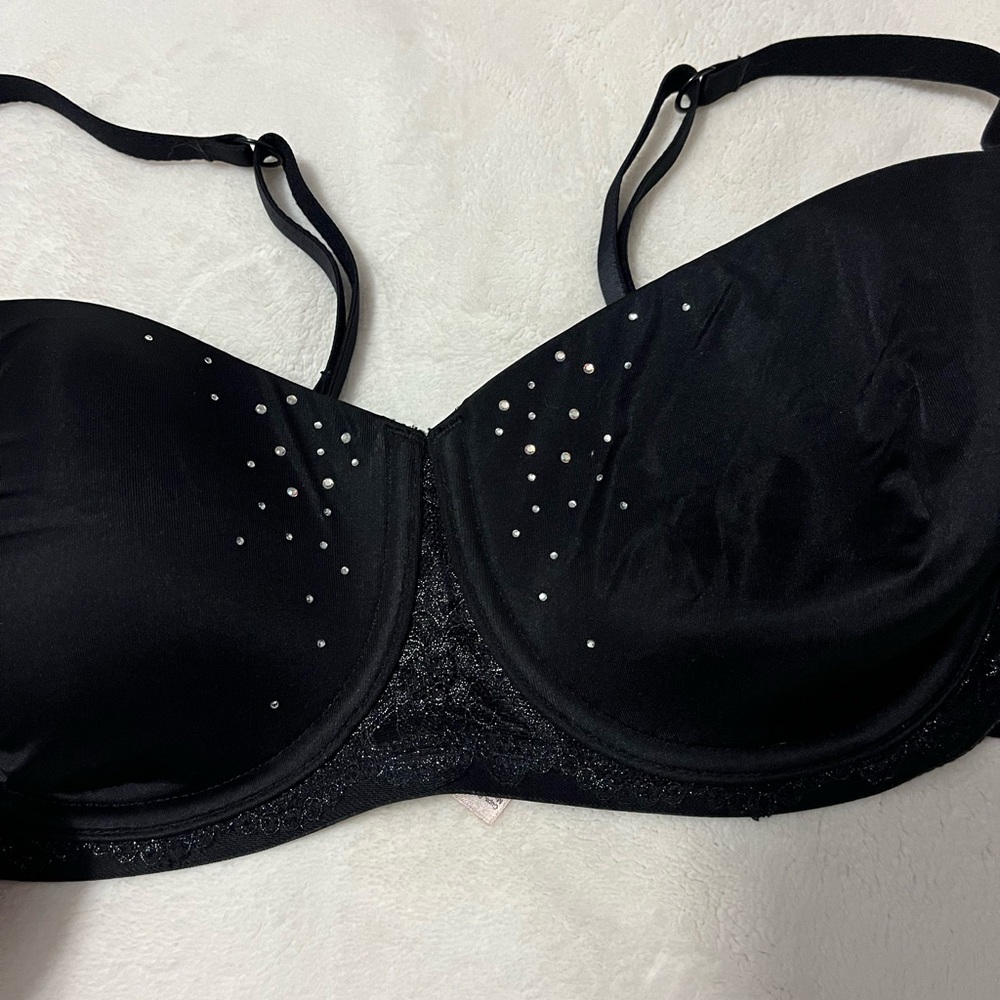 La Senza Black Bra with Silver and Lace Accents